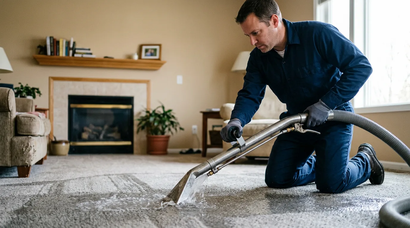 Water damage restoration technician working near Clines Corners, NM